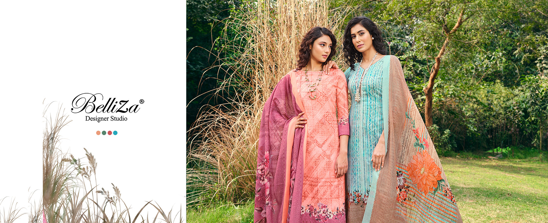 Buy Orange Cotton Blend Block Print Unstitched Suit Set (Kurta, Bottom,  Dupatta) for N/A0.0 | Biba India